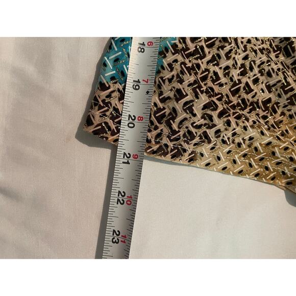 Vtg 2-Piece Top & Pants Pantsuit Aqua Flower Floral Set Stretch T-C Fashion SZ L - Picture 10 of 10